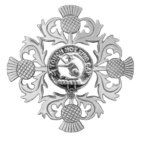 MacGillvary Clan Crest Scottish Four Thistle Brooch