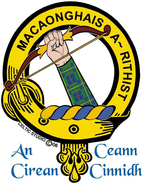 MacInnes Clan Crest Scottish Four Thistle Brooch