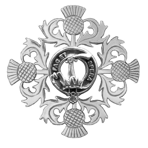 Matheson Clan Crest Scottish Four Thistle Brooch