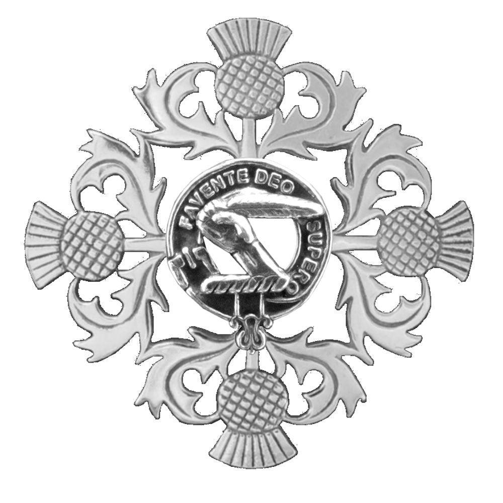 Mitchell Clan Crest Scottish Four Thistle Brooch