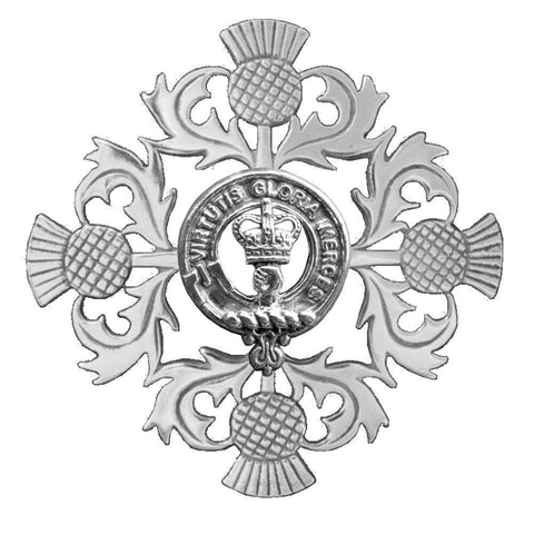 Robertson Clan Crest Scottish Four Thistle Brooch