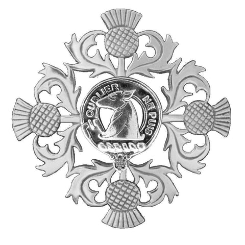 Colville Clan Crest Scottish Four Thistle Brooch