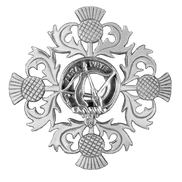 Fletcher Clan Crest Scottish Four Thistle Brooch