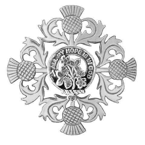 Fraser  Saltoun  Clan Crest Scottish Four Thistle Brooch
