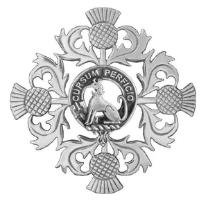 Hunter Clan Crest Scottish Four Thistle Brooch