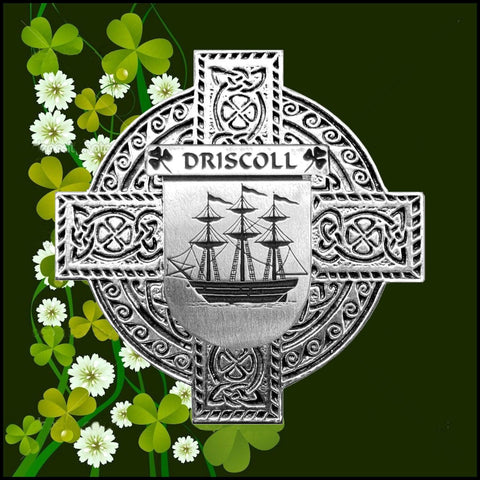 Driscoll Irish Family Coat Of Arms Celtic Cross Badge