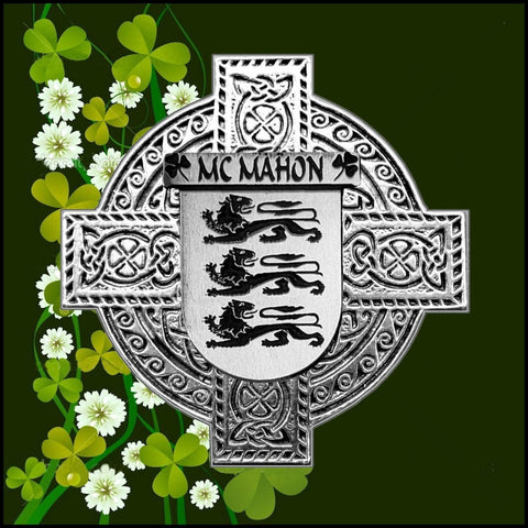 McMahon Irish Coat of Arms Celtic Cross Badge