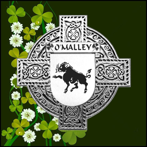 O'Malley Irish Coat of Arms Celtic Cross Badge