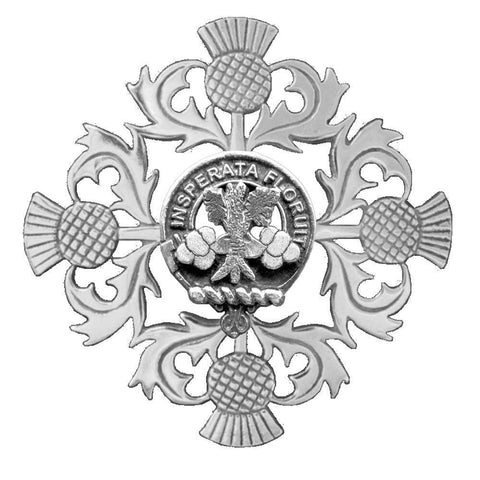 Watson Clan Crest Scottish Four Thistle Brooch
