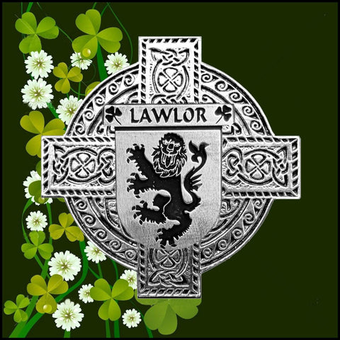 Lawlor Irish Coat of Arms Celtic Cross Badge