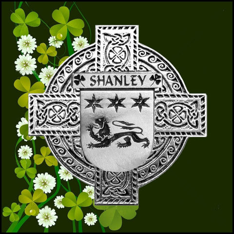 Shanley Irish Coat of Arms Celtic Cross Badge