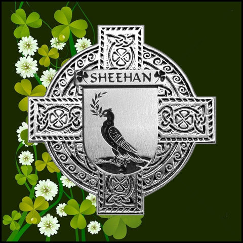 Sheehan Irish Coat of Arms Celtic Cross Badge