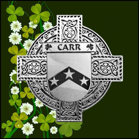 Carr Irish Coat of Arms Celtic Cross Badge