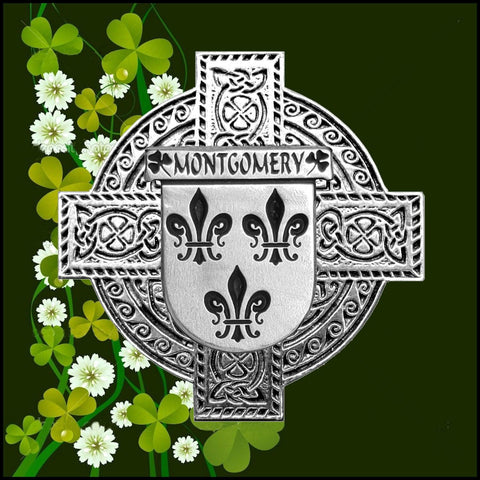 Montgomery Irish Coat of Arms Celtic Cross Badge