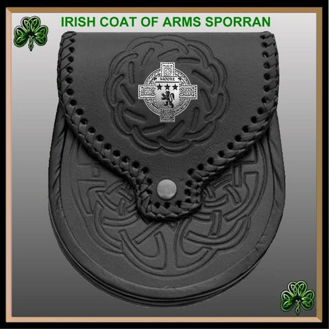 Moore Irish Coat of Arms Sporran, Genuine Leather
