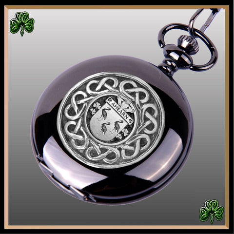 Ahearn Irish Coat of Arms Black or Stainless Pocket Watch