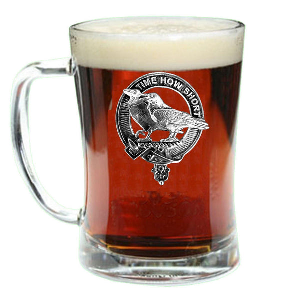 Akins Clan Crest Badge Glass Beer Mug