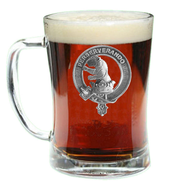 Beveridge Clan Crest Badge Glass Beer Mug