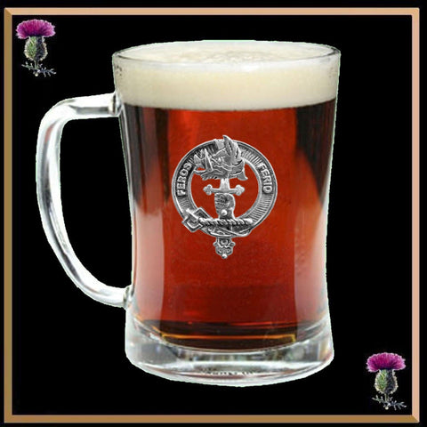 Chisholm Clan Crest Badge Glass Beer Mug
