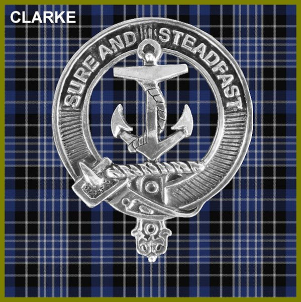Clark Clan Crest Badge Glass Beer Mug