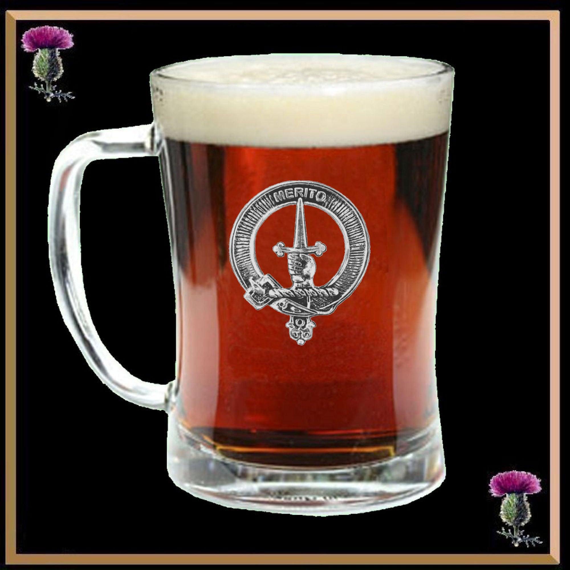 Dunlop Clan Crest Badge Glass Beer Mug
