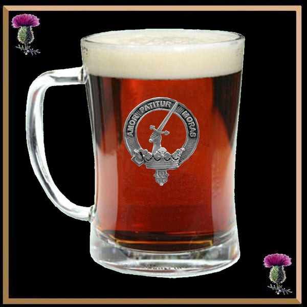 Lumsden Clan Crest Badge Glass Beer Mug