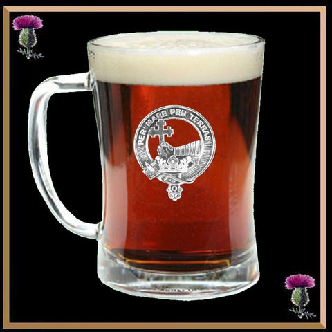 MacDonald Isles Clan Crest Badge Glass Beer Mug