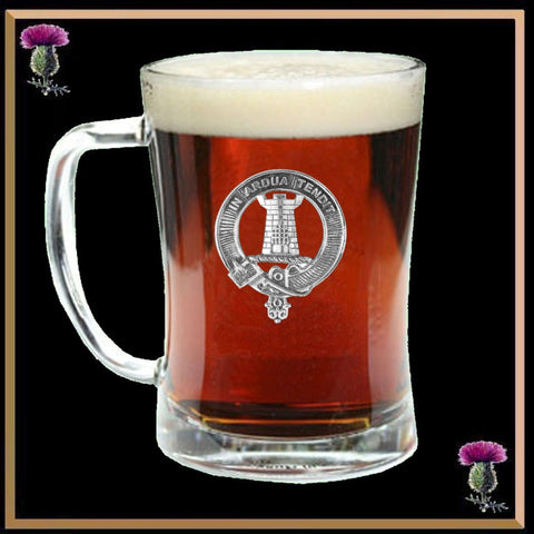 Malcolm Clan Crest Badge Glass Beer Mug