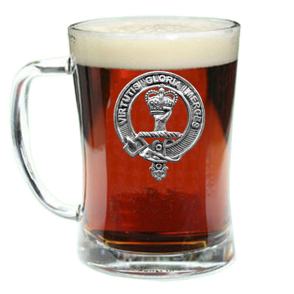 Robertson Clan Crest Badge Glass Beer Mug
