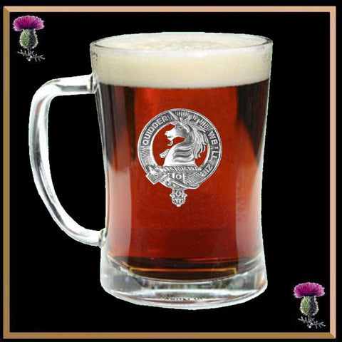 Stewart Appin Clan Crest Badge Glass Beer Mug