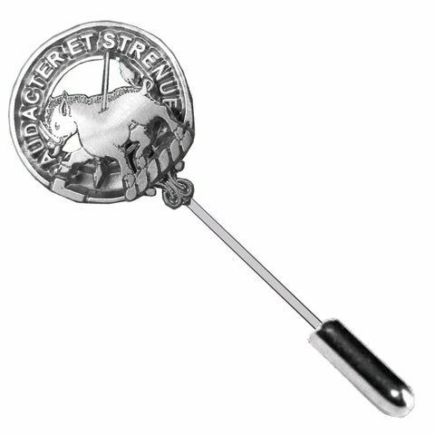 Pollock Clan Crest Stick or Cravat pin, Sterling Silver