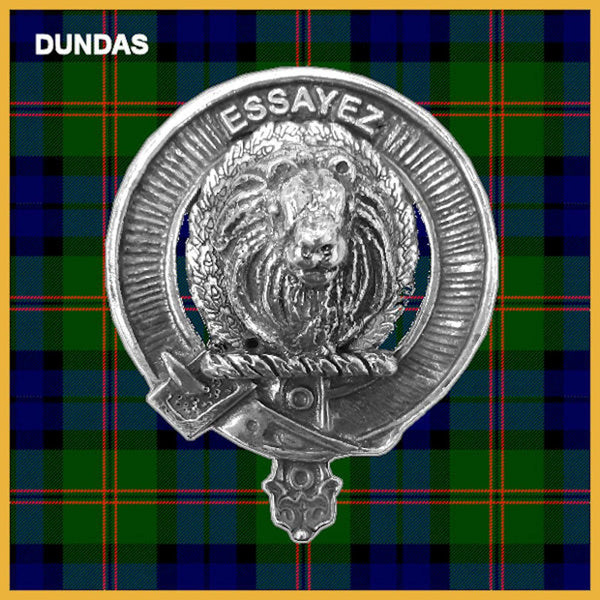 Dundas 5 oz Round Clan Crest Scottish Badge Flask