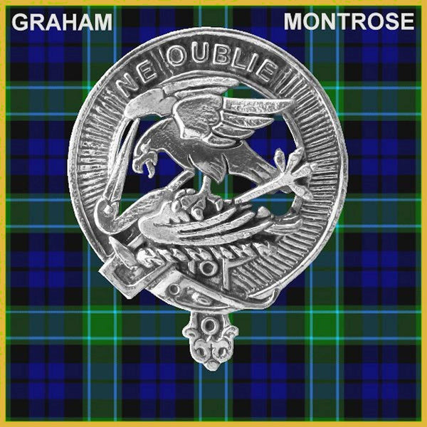 Graham 5oz Round Scottish Clan Crest Badge Stainless Steel Flask