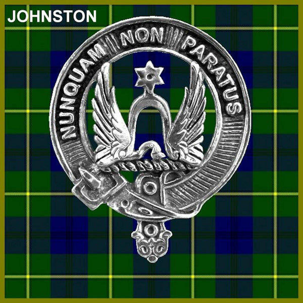 Johnston 5oz Round Scottish Clan Crest Badge Stainless Steel Flask