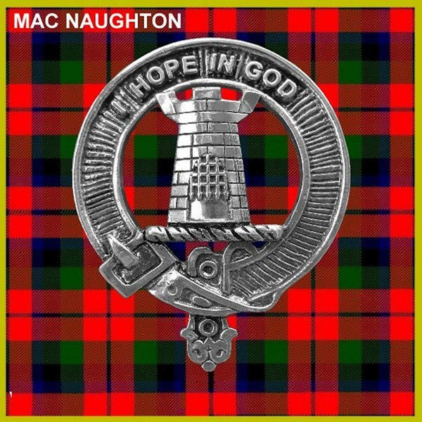 MacNaughton 5oz Round Scottish Clan Crest Badge Stainless Steel Flask