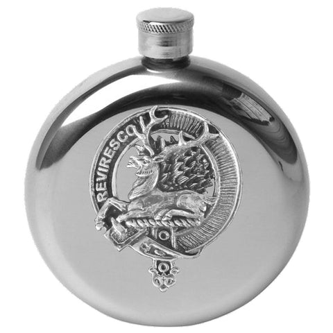 Maxwell 5oz Round Scottish Clan Crest Badge Stainless Steel Flask