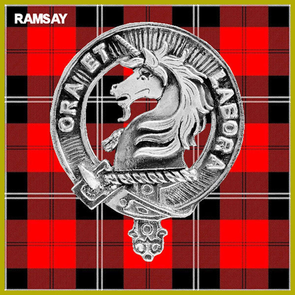 Ramsay 5oz Round Scottish Clan Crest Badge Stainless Steel Flask