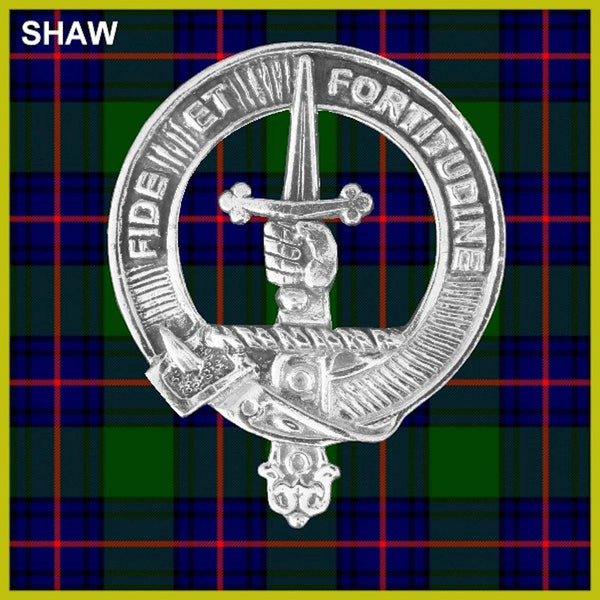 Shaw 5 oz Round Clan Crest Scottish Badge Flask