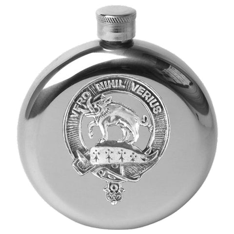 Weir 5 oz Round Clan Crest Scottish Badge Flask