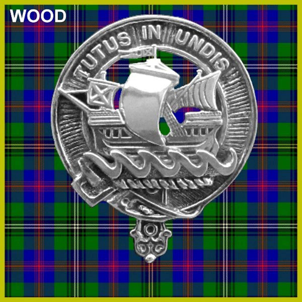Wood 5oz Round Scottish Clan Crest Badge Stainless Steel Flask
