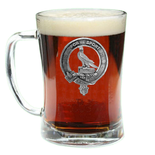 Clelland Clan Crest Badge Glass Beer Mug