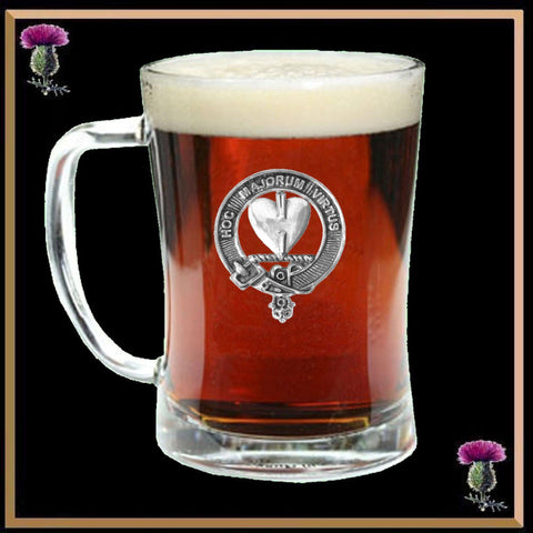 Logan Clan Crest Badge Glass Beer Mug