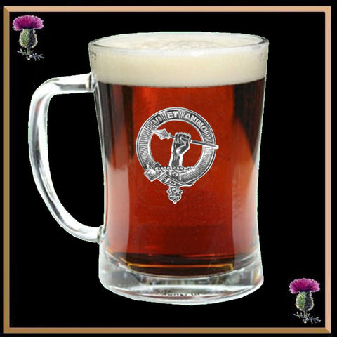 MacCulloch Clan Crest Badge Glass Beer Mug