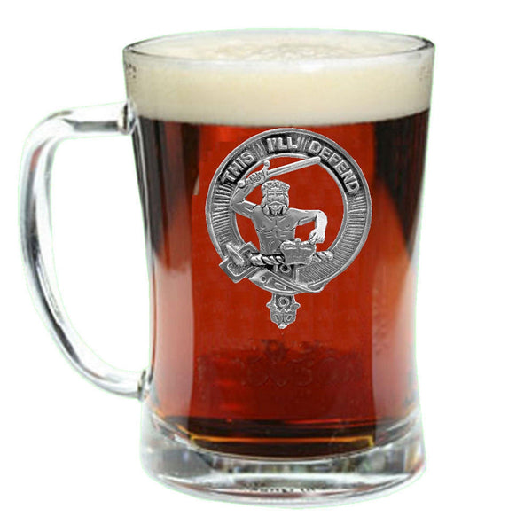 MacFarlane Clan Crest Badge Glass Beer Mug