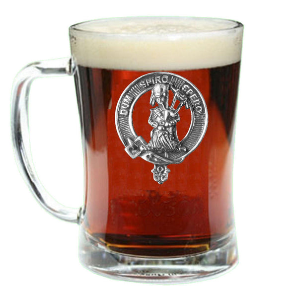 MacLennan Clan Crest Badge Glass Beer Mug