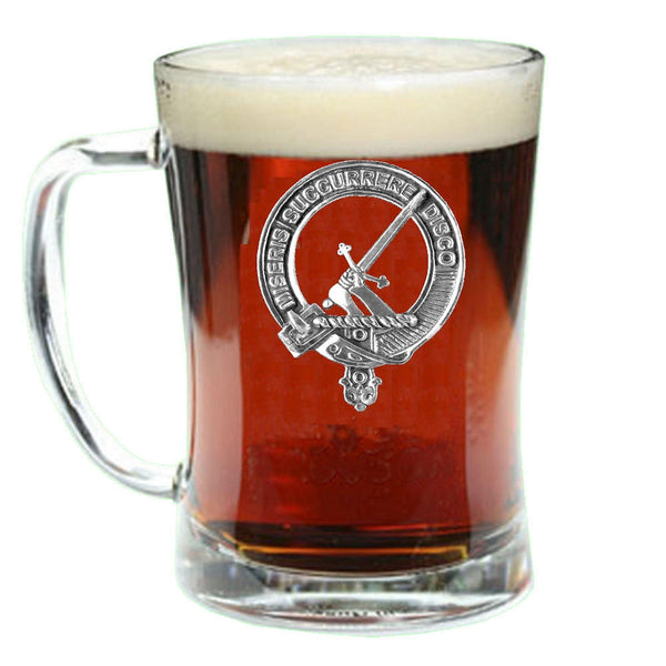 MacMillan Clan Crest Badge Glass Beer Mug