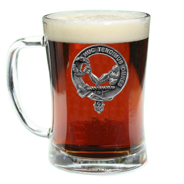 Paterson Clan Crest Badge Glass Beer Mug