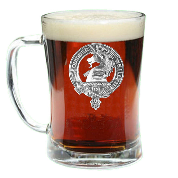 Stewart Appin Clan Crest Badge Glass Beer Mug