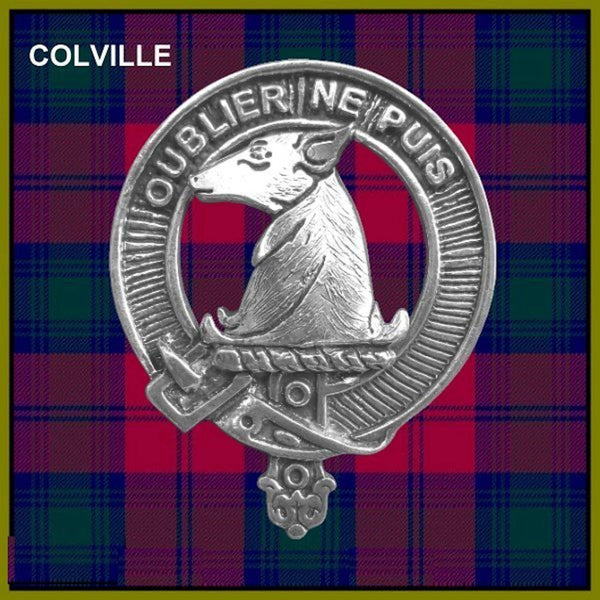 Colville 5 oz Round Clan Crest Scottish Badge Flask
