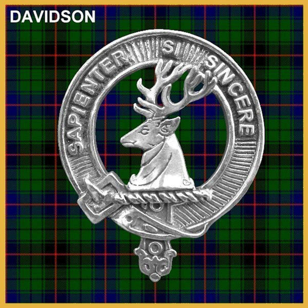 Davidson 5oz Round Scottish Clan Crest Badge Stainless Steel Flask